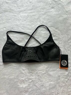NWT Rip Curl Black Laser-Cut Neoprene Bikini Top - Size XL